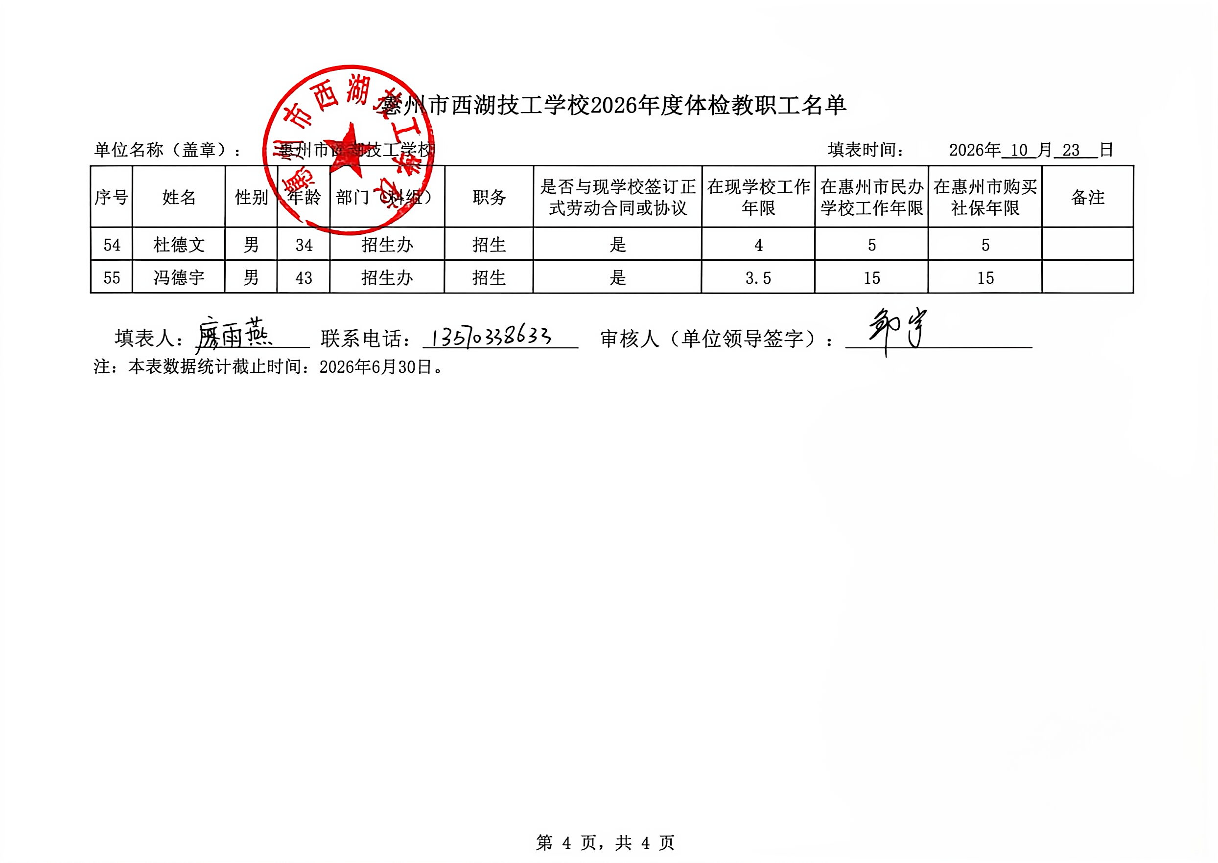 惠州市西湖技工学校2026年度体检人员名单公示(图5)